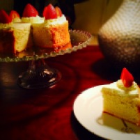 Vanilla Chiffon Cake w/ Cream & Strawberries