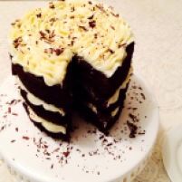 Naked Dark Double Chocolate Cake w/ Vanilla Cream Cheese