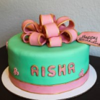 Cake4kids Mint & Pink Bow Cake